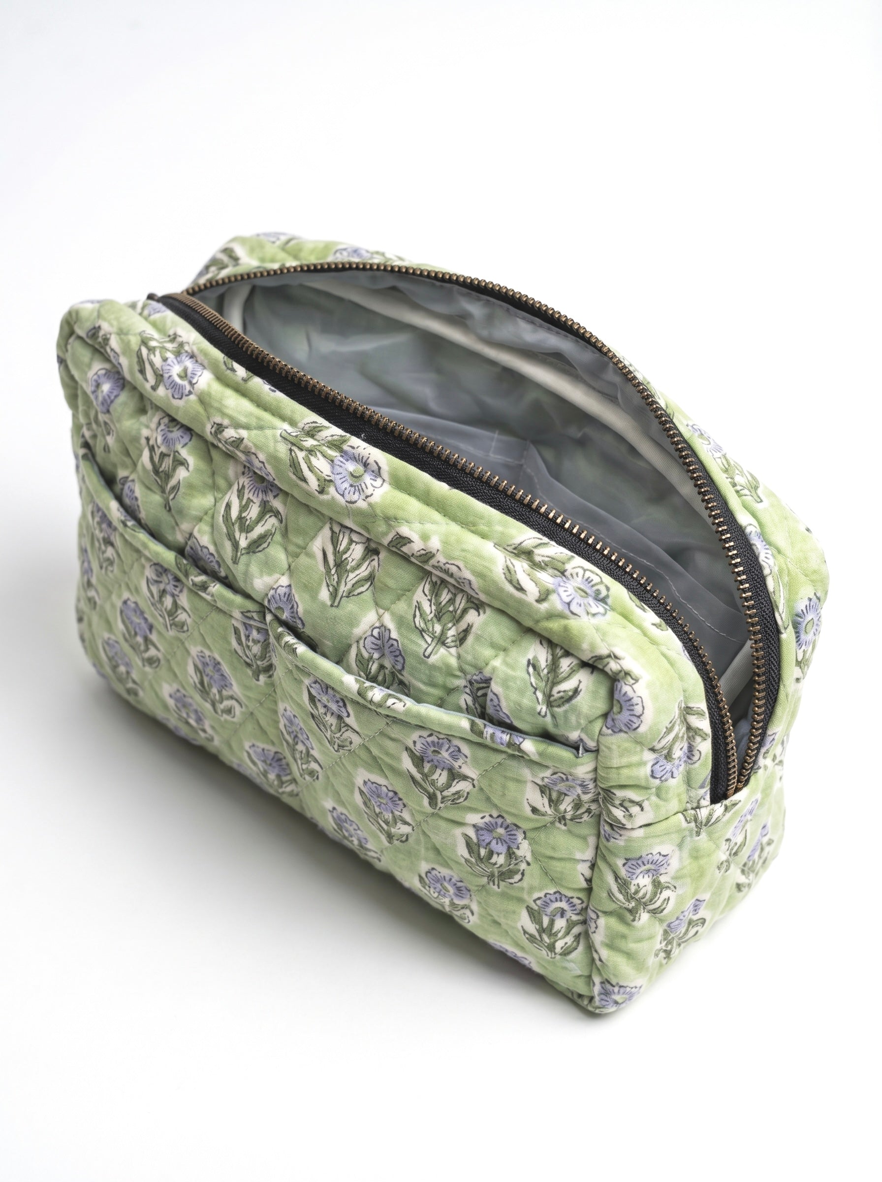 Sage Bloom Quilted Cosmetic Bag