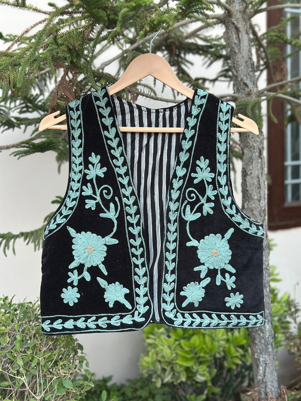 Black Aqua Modern Velvet Vest