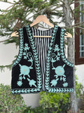 Black Aqua Modern Velvet Vest