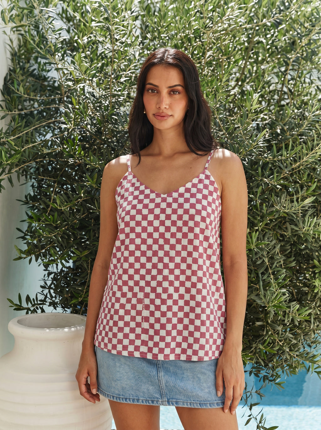 Berry Check Cami Top