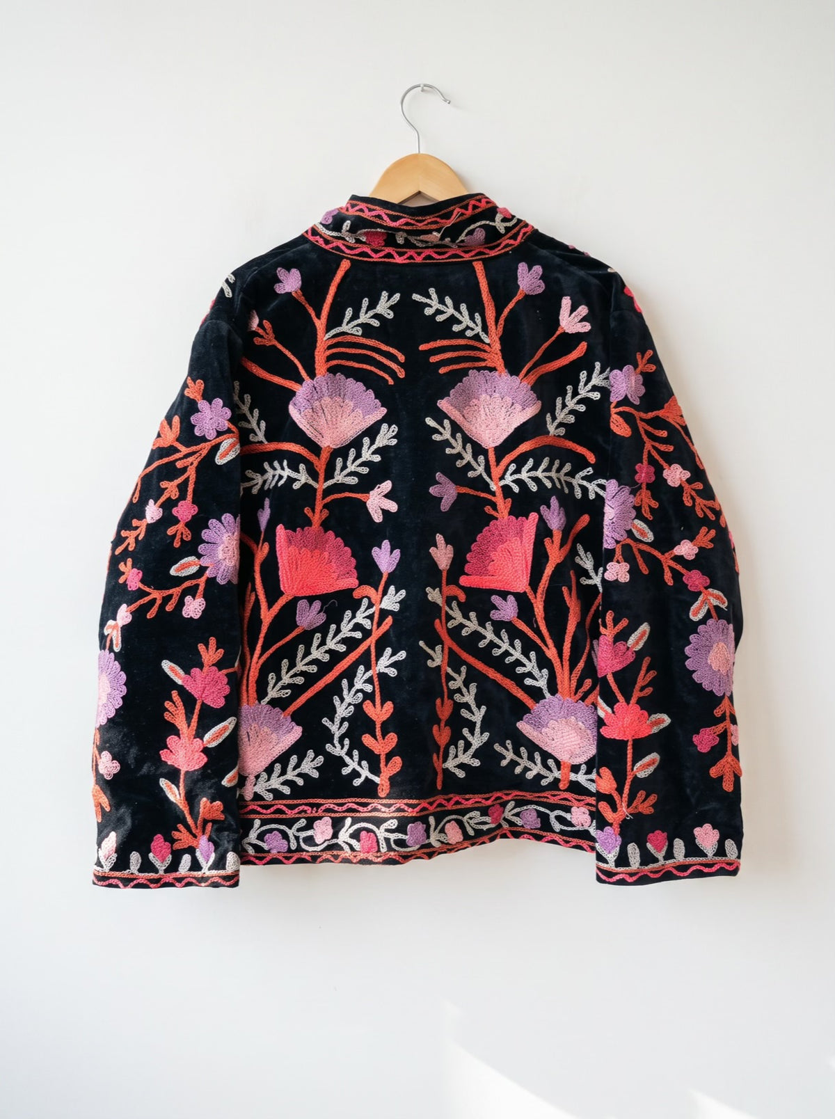 Black Bloom Embroidered Velvet Jacket
