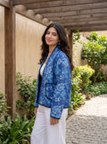 Azure Garden Handblock Quilted Jacket