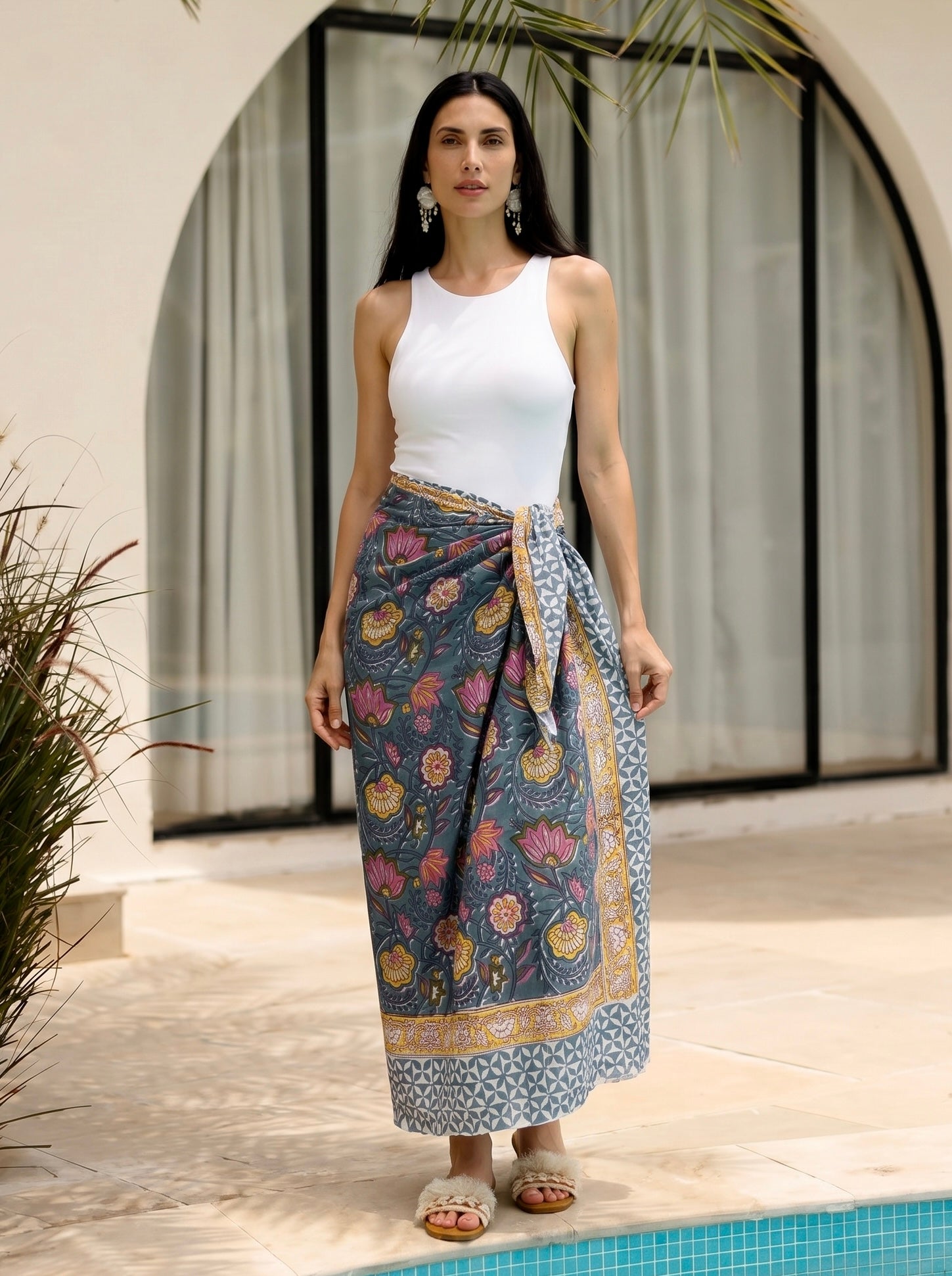 Midnight Lotus Cotton Sarong