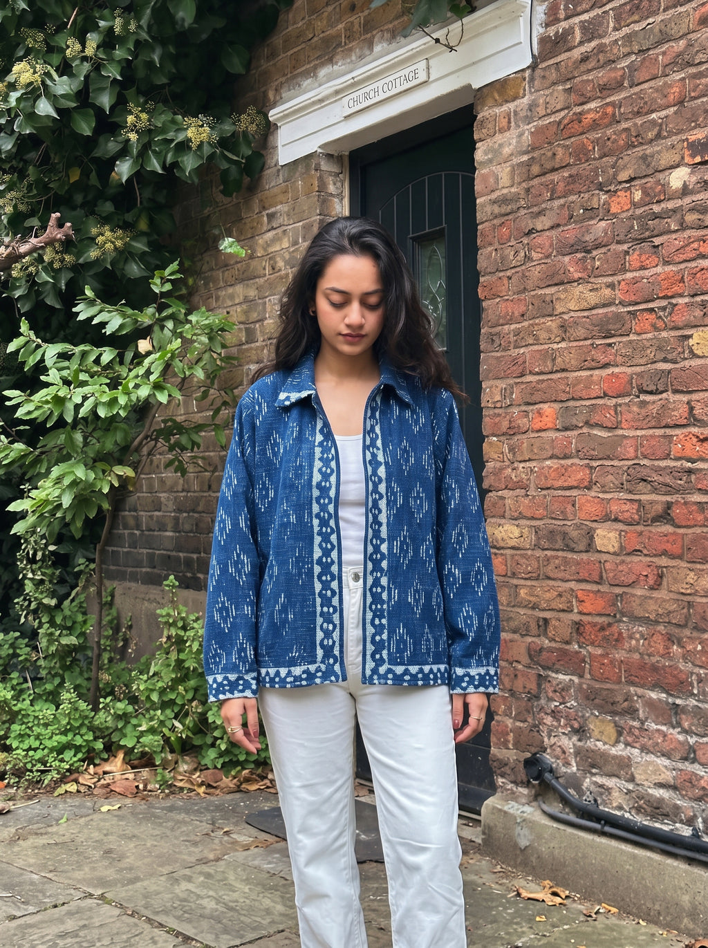 Indigo Ikat Block Print TNT Jacket