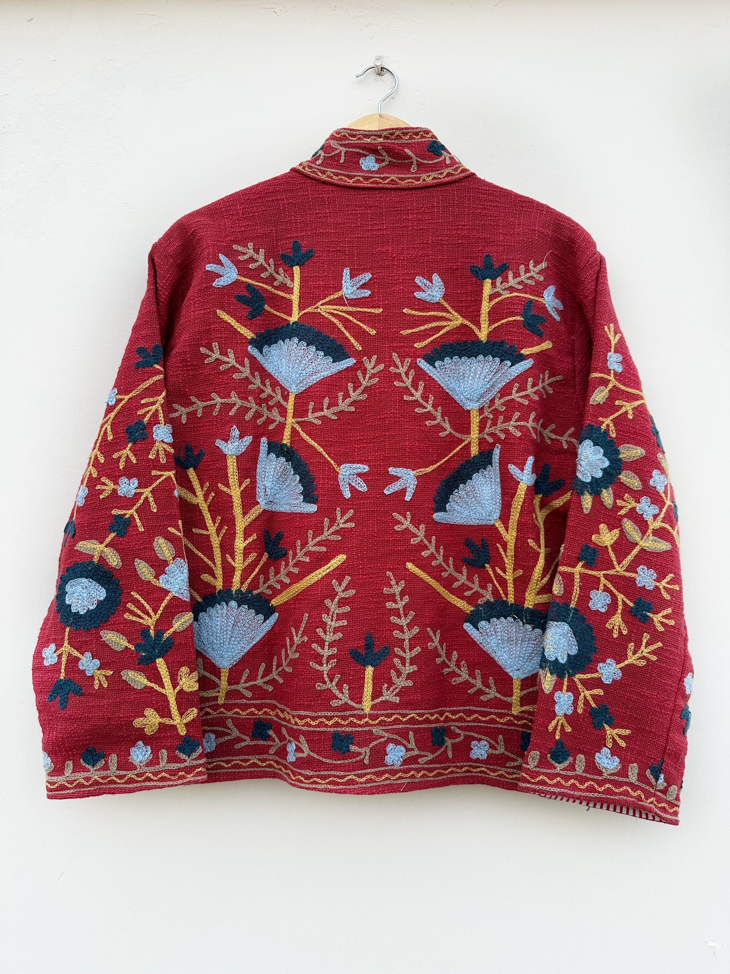 Crimson Garden Cotton Tnt Suzani Jacket
