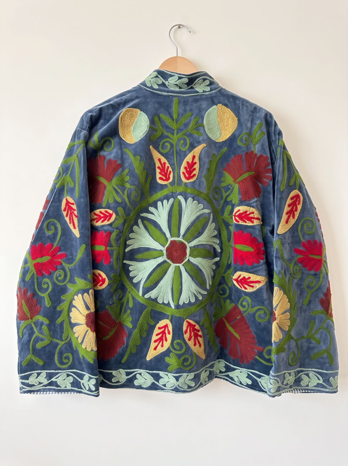 Grey Floral Suzani Velvet Jacket