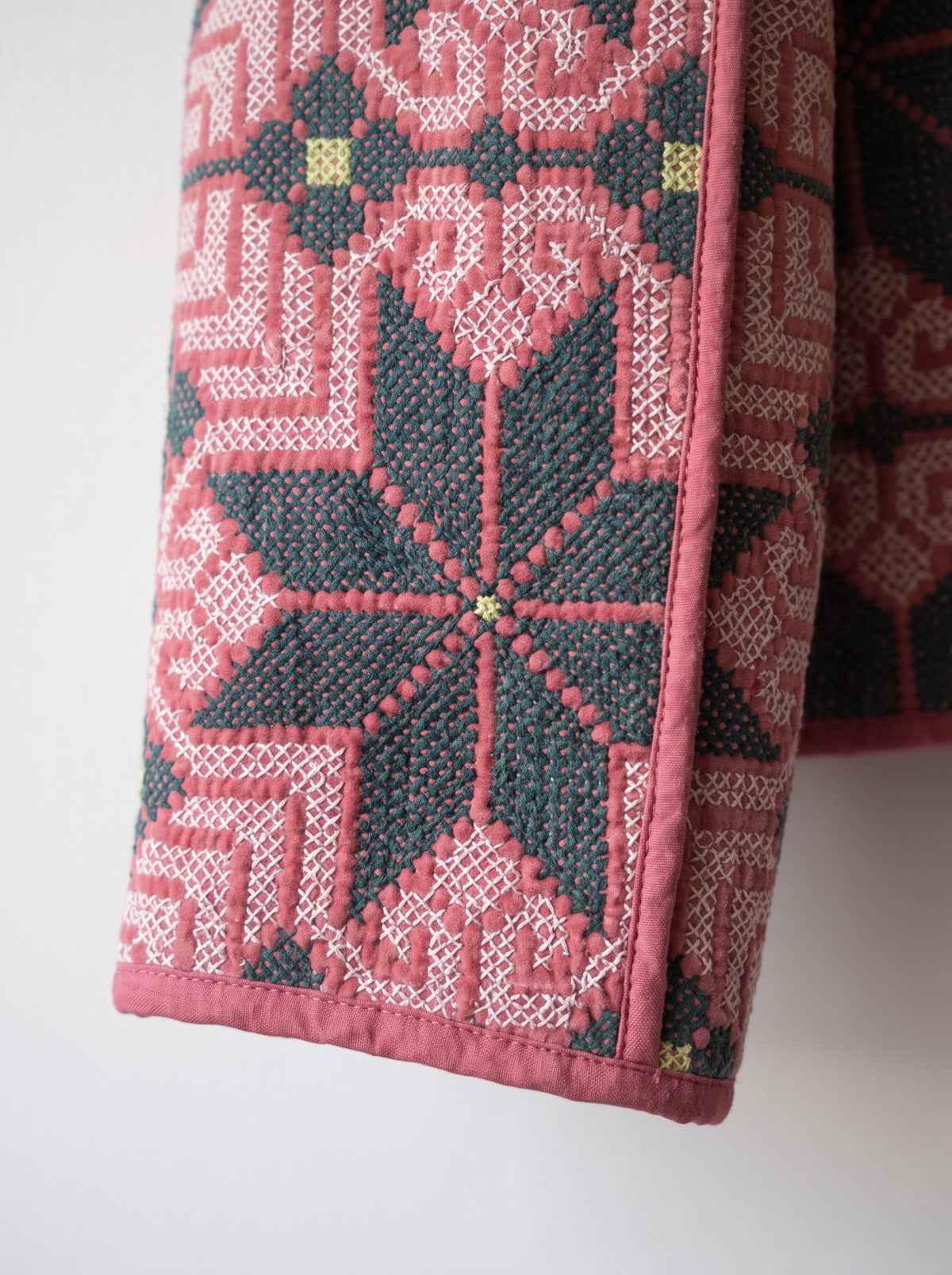 Rose& Teal Floral Kantha Bomber Jacket