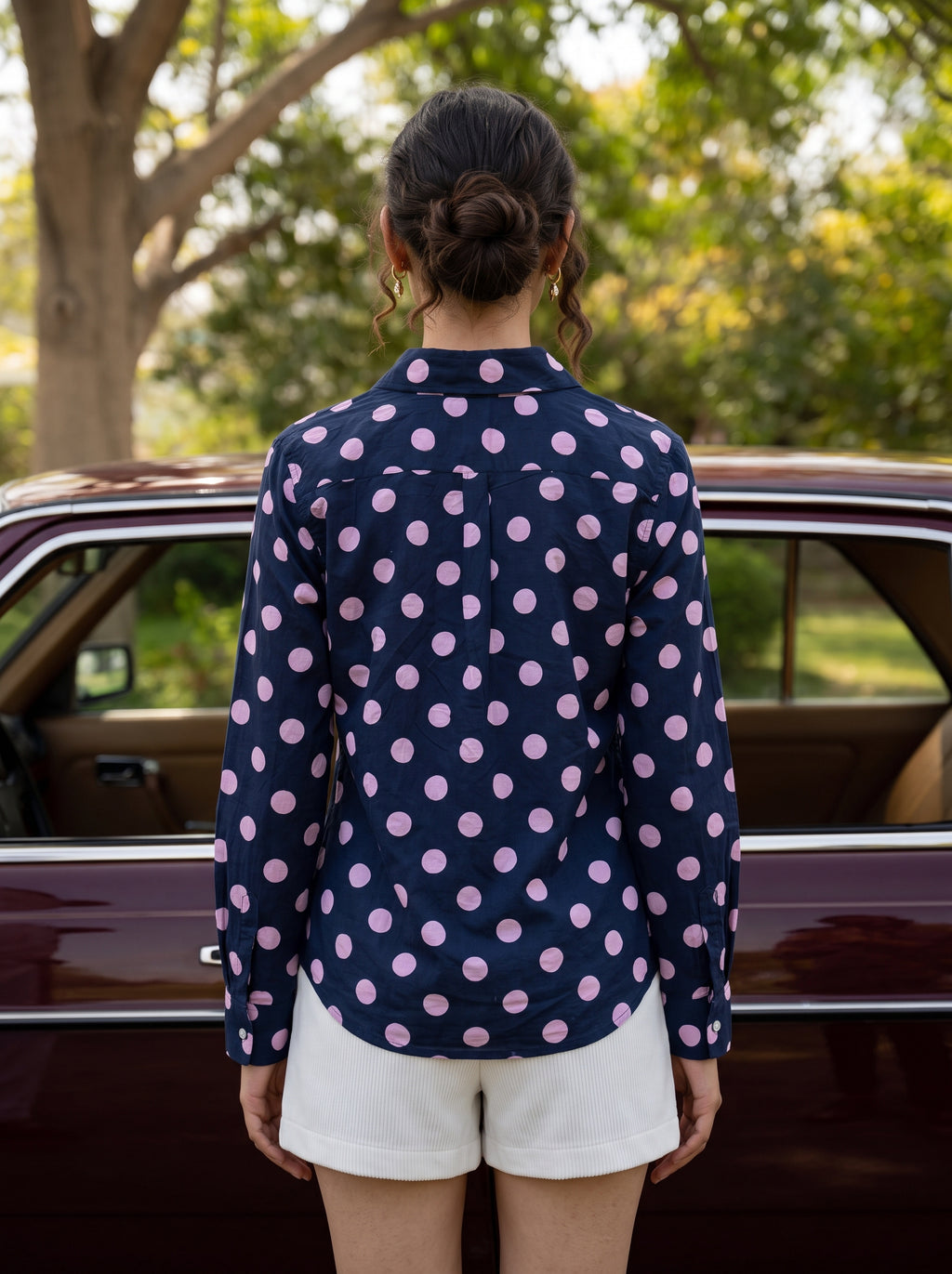 Midnight Polka Dot Cotton Shirt