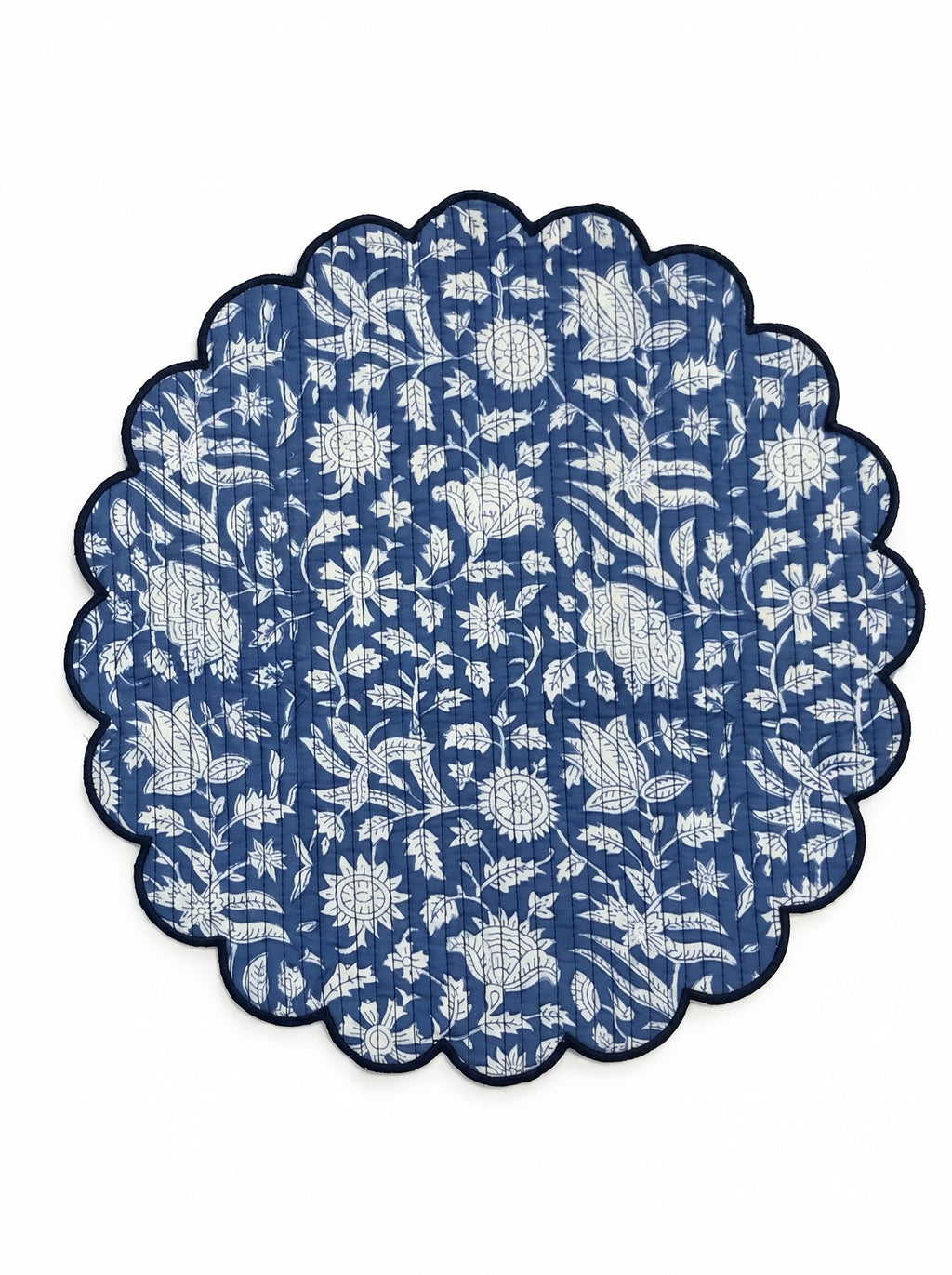 Indigo Garden Quilted Floral Placemats Set of 6