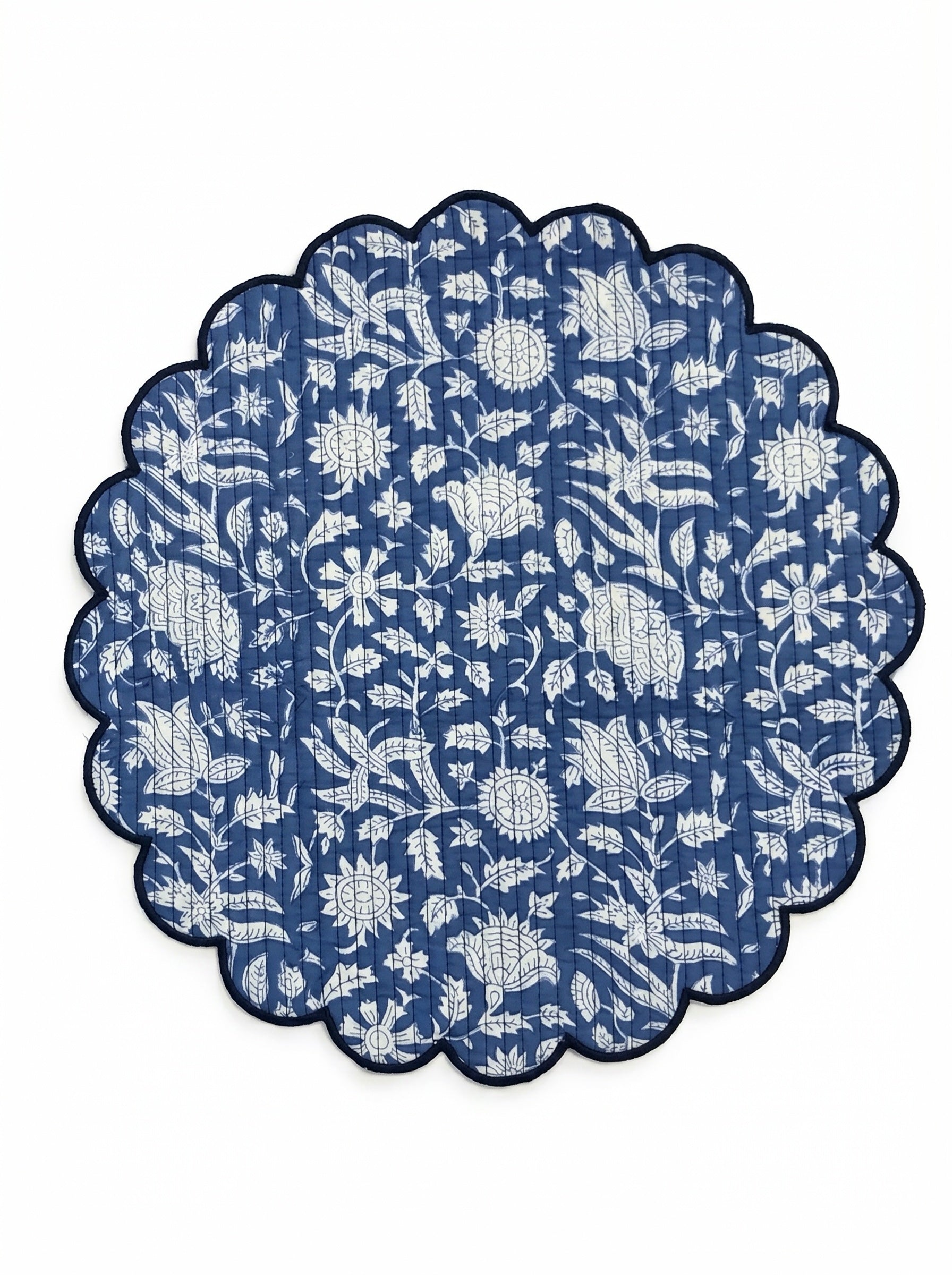 Indigo Garden Quilted Floral Placemats Set of 6