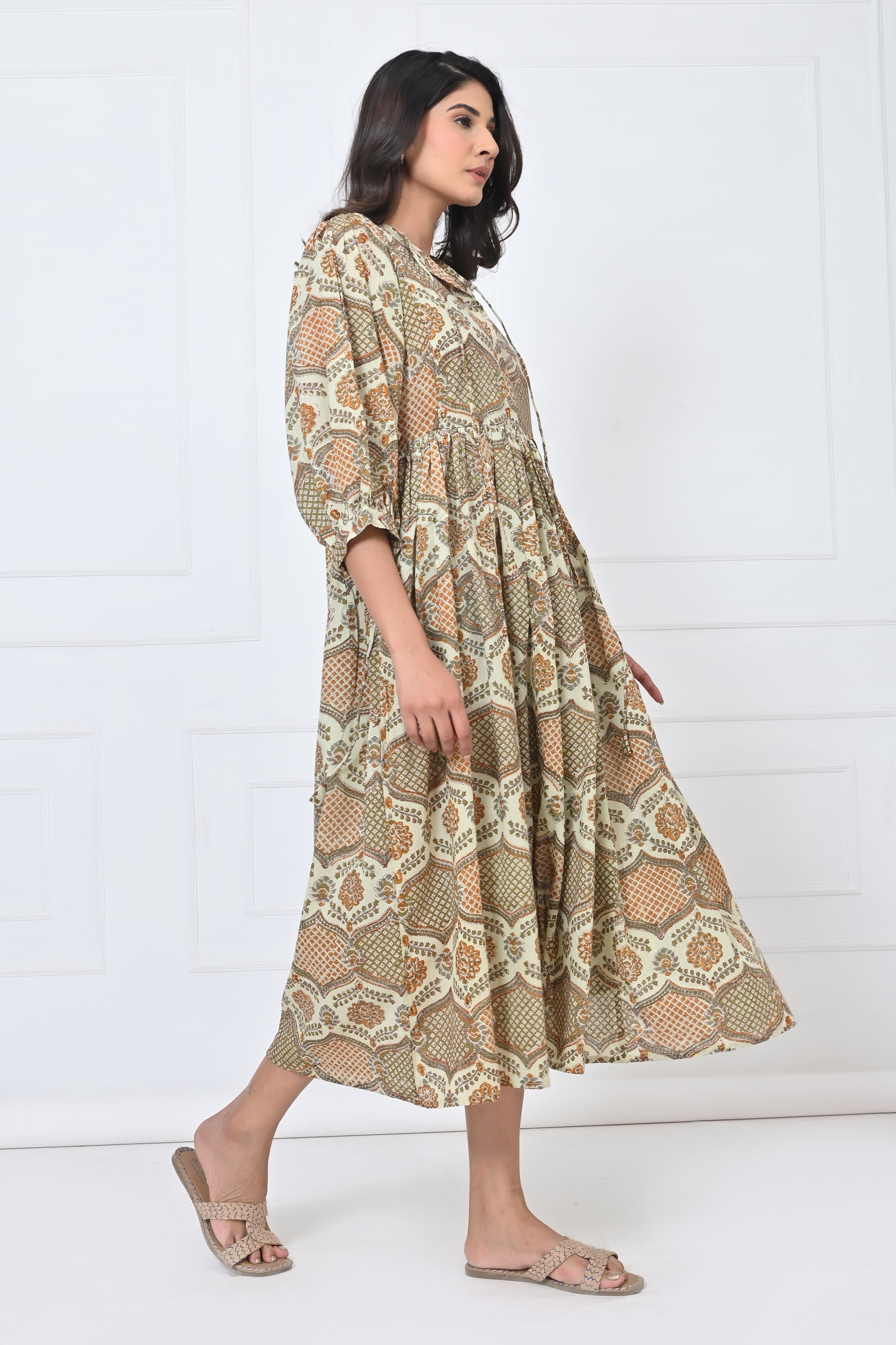 Cotton Floral Print Maxi Doi Dress