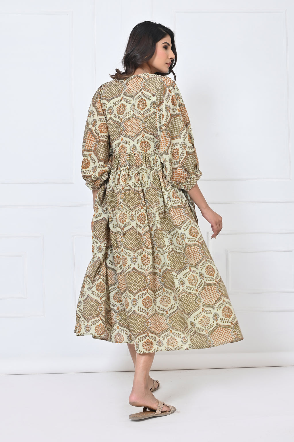 Cotton Floral Print Maxi Doi Dress