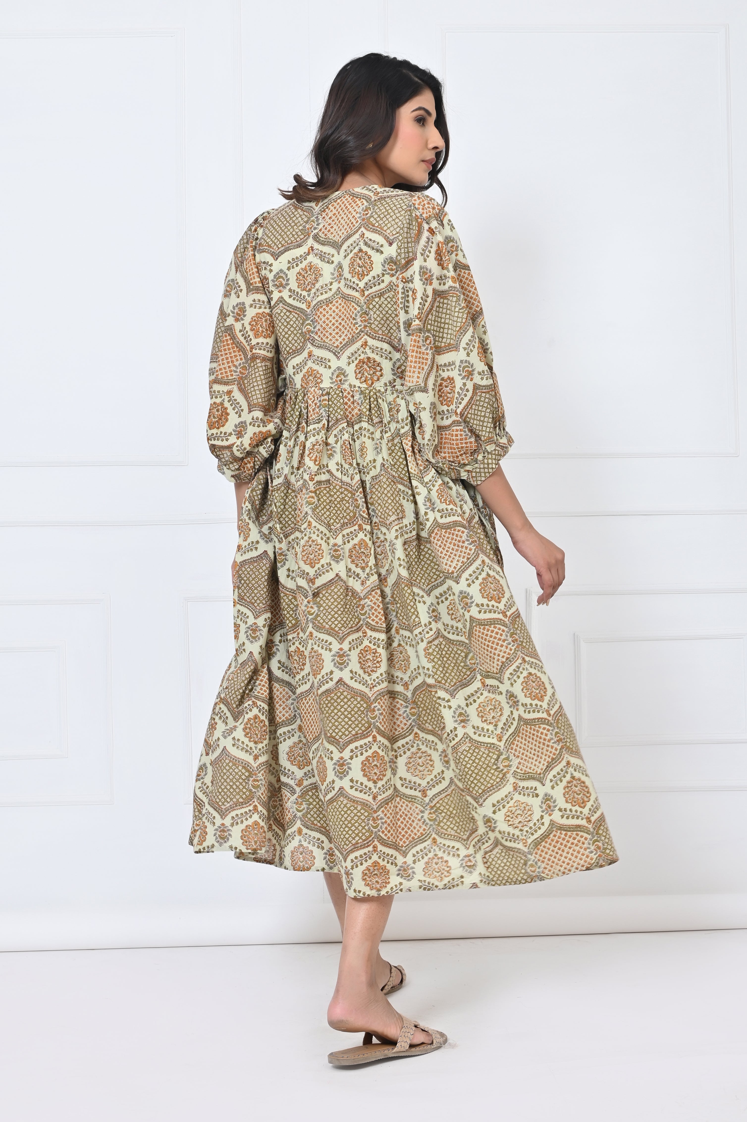 Cotton Floral Print Maxi Doi Dress