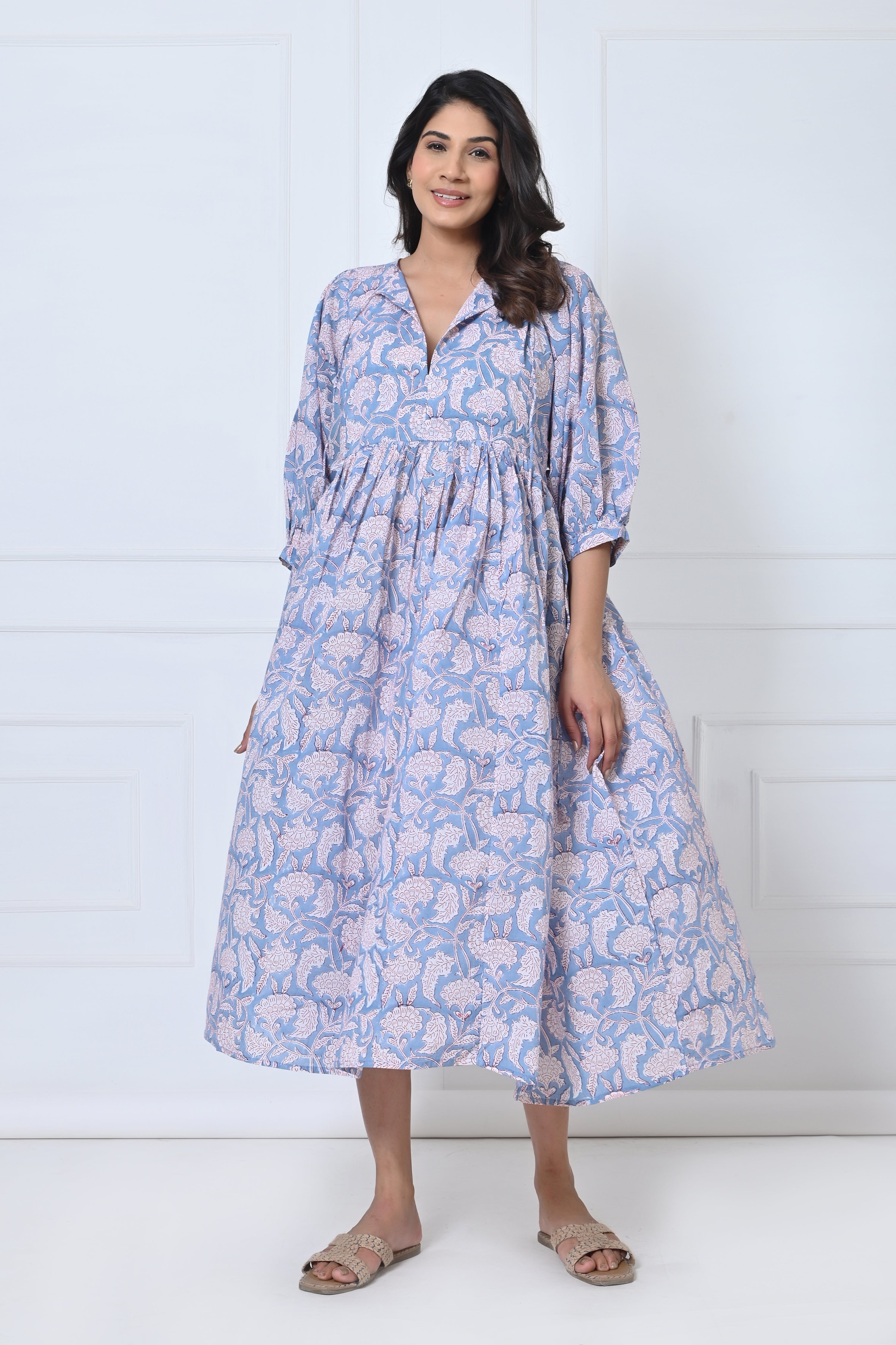 Printed Cotton Maxi Doi Dress