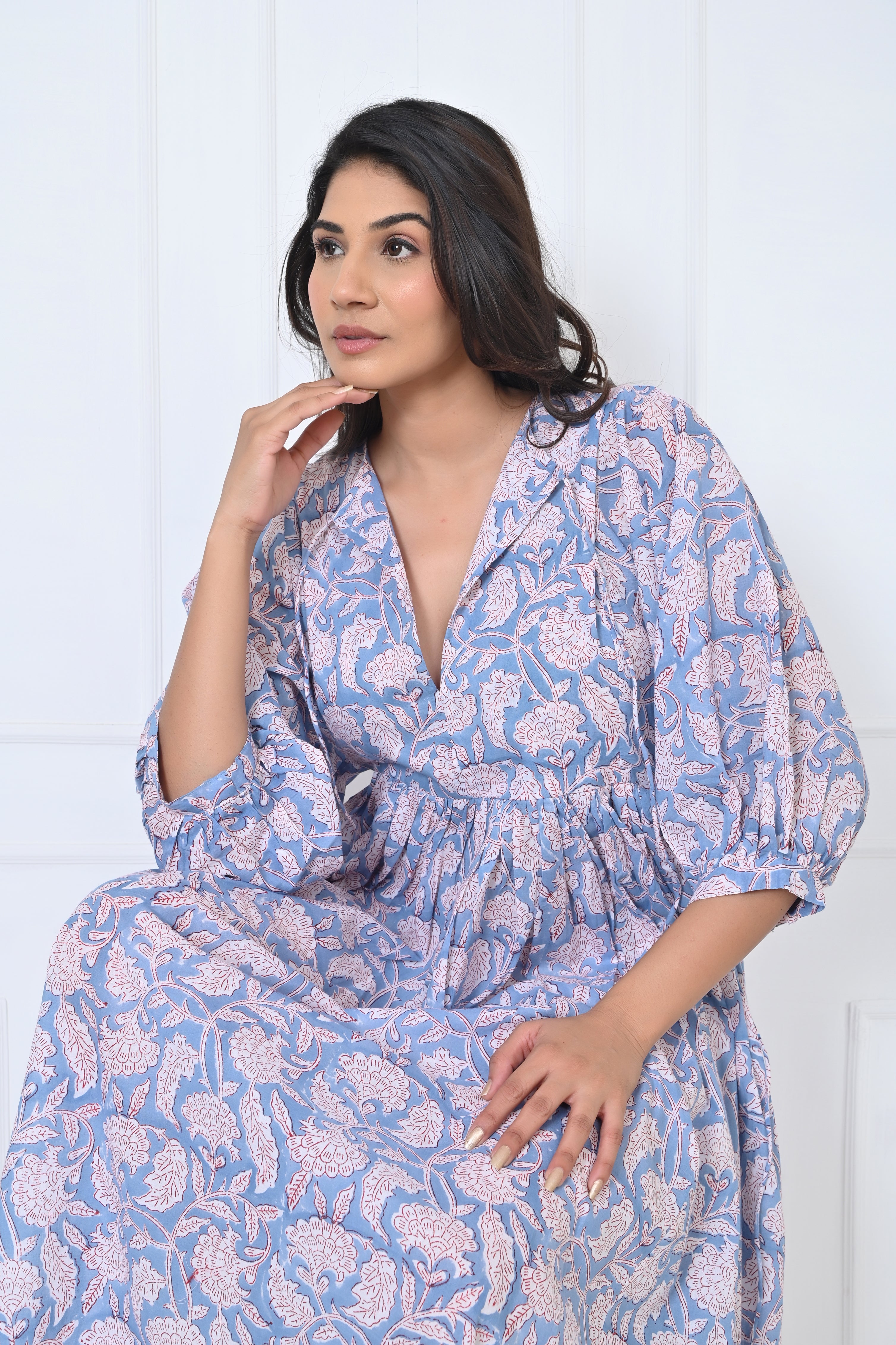 Printed Cotton Maxi Doi Dress