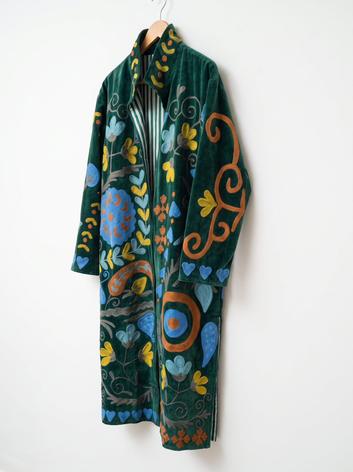Emerald Garden Suzani Velvet Long Jacket