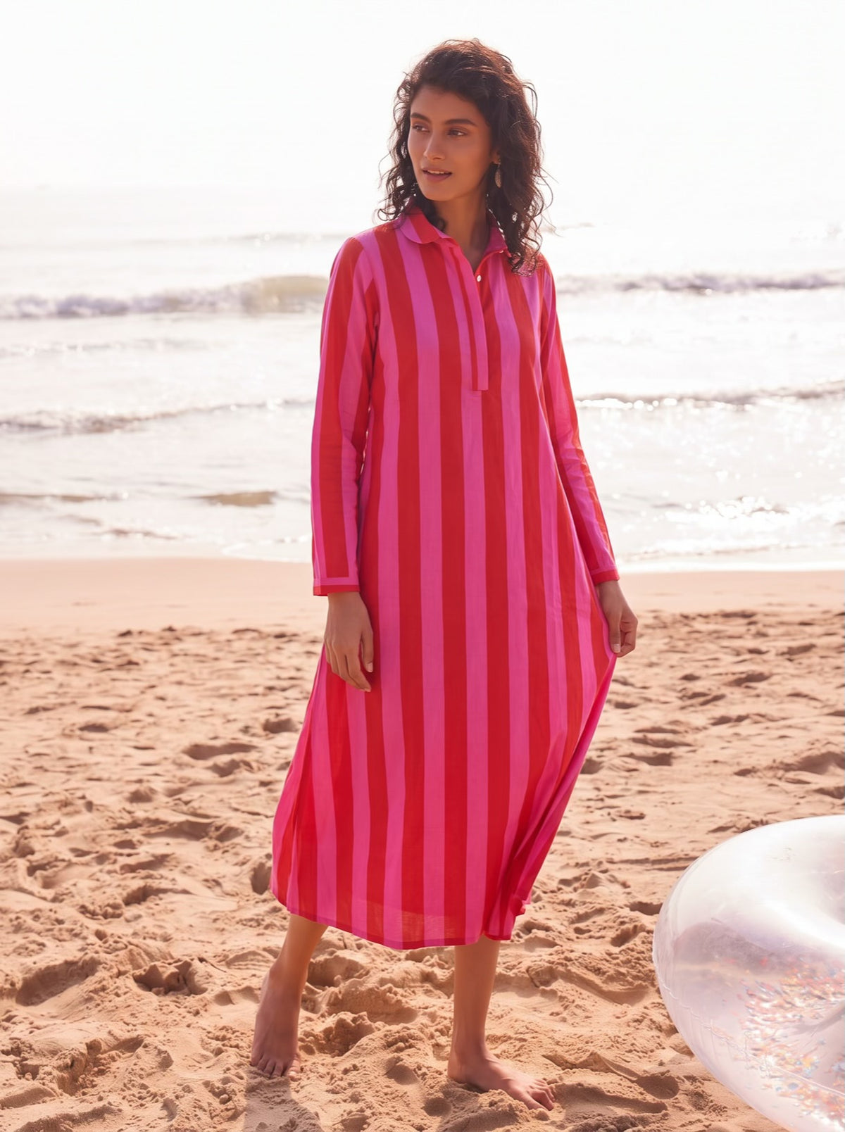 Candy Stripe Cotton Shirt Dress