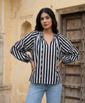Classic Monochrome Stripe Casual Top