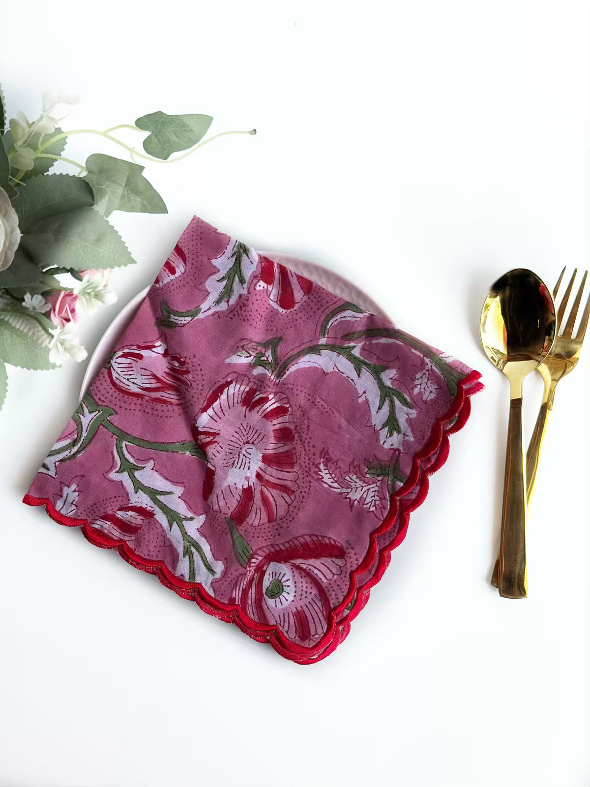 Blush Bloom Scalloped Napkins (set of 6)