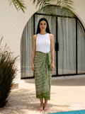 Olive Fern Block Print Cotton Sarong