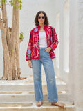 Peacock Paradise Embroidered Velvet Jacket