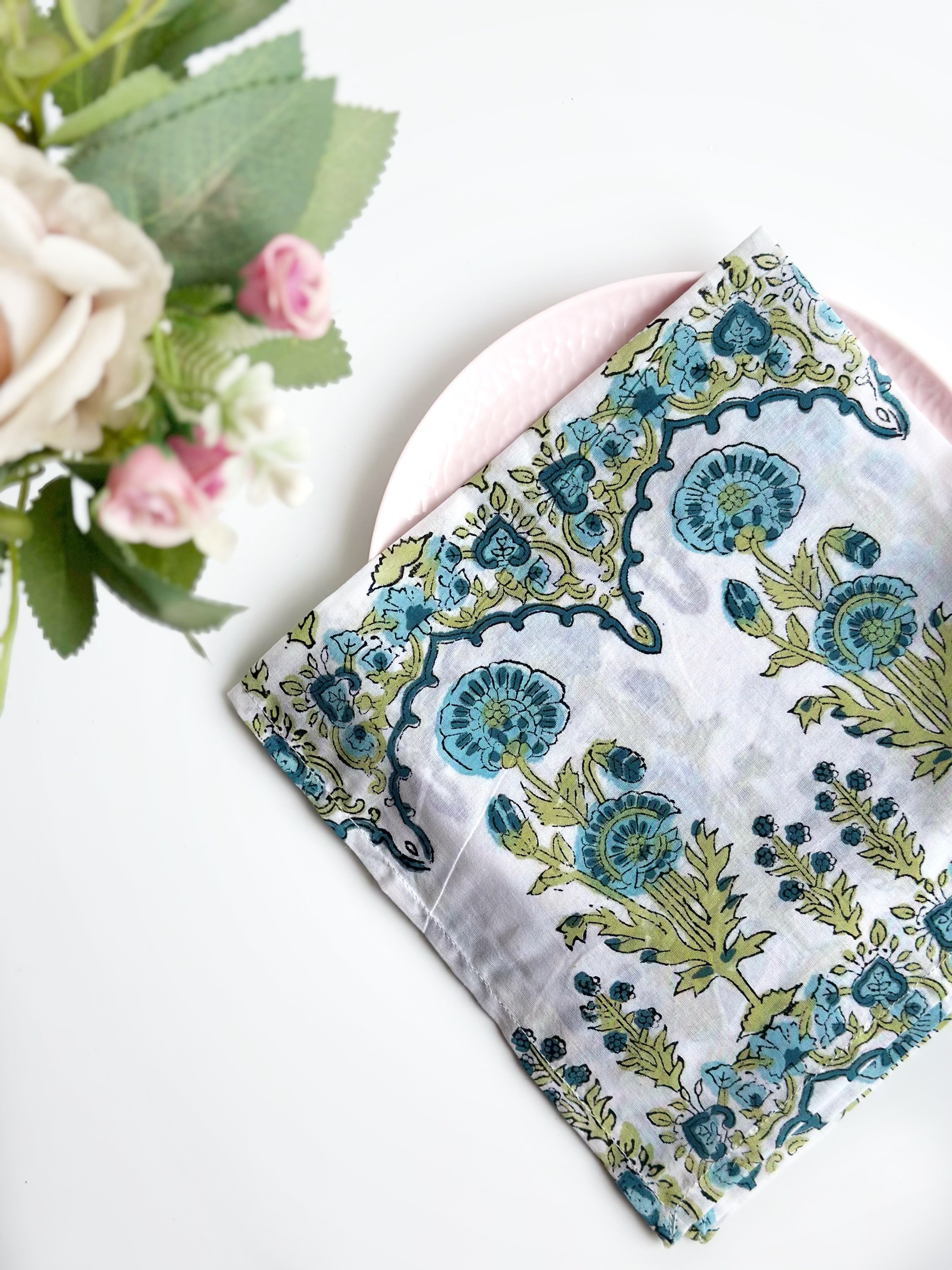 Blue Heritage Floral Cotton Napkin (Set of 6)