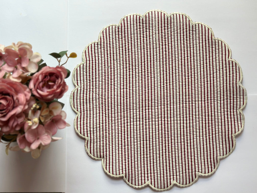 Cream Botanical Vine Scalloped Placemat Set of 6