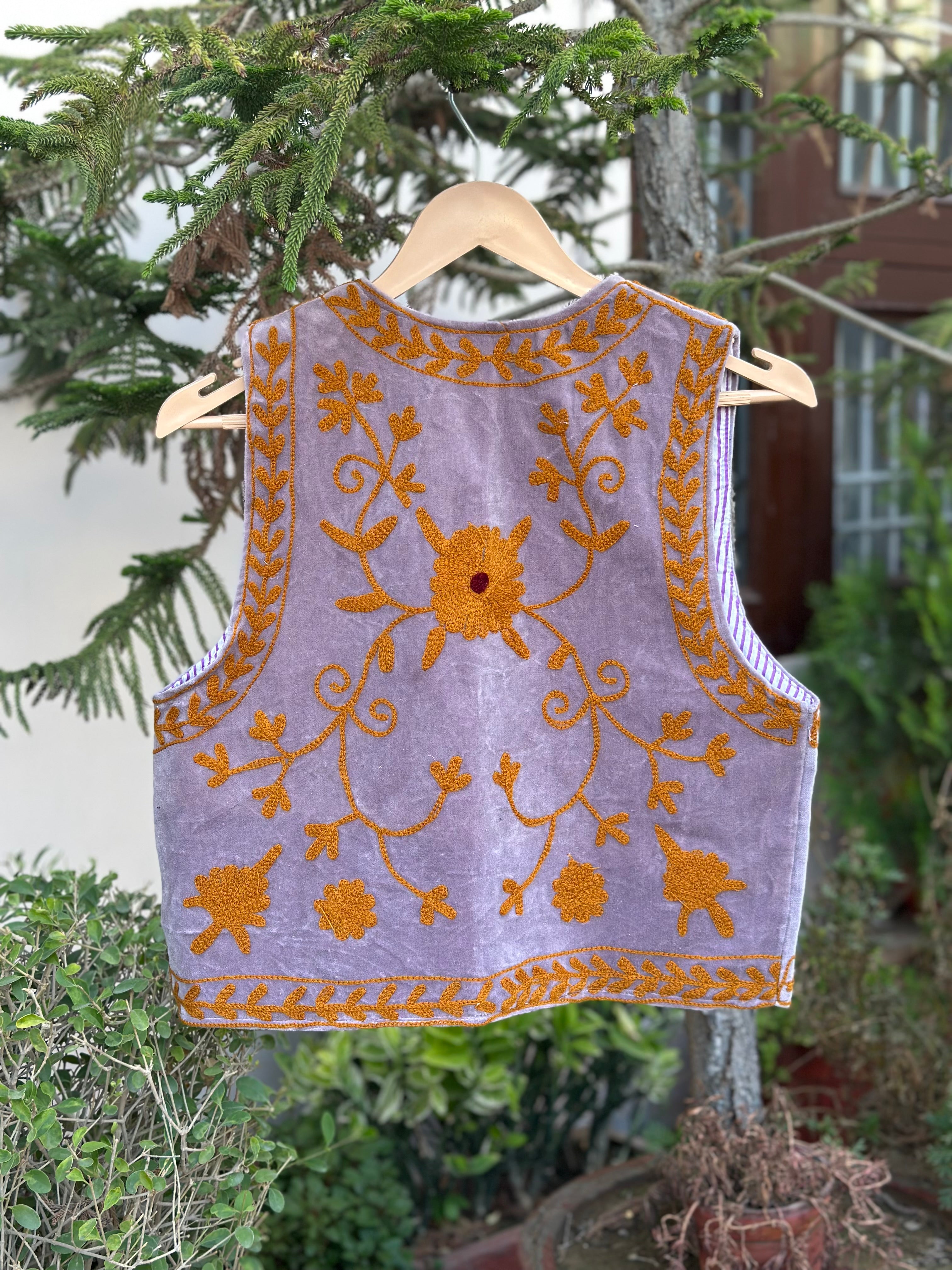 Lavender Bloom Handcrafted Velvet Vest