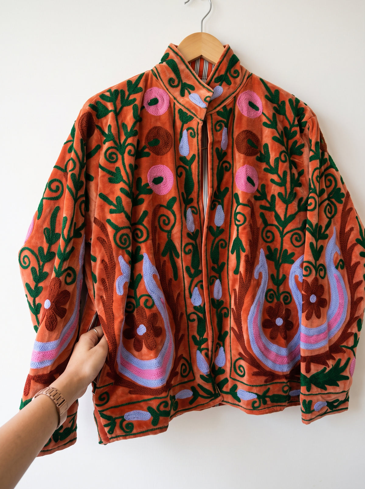 Terracotta Floral Suzani Velvet Jacket