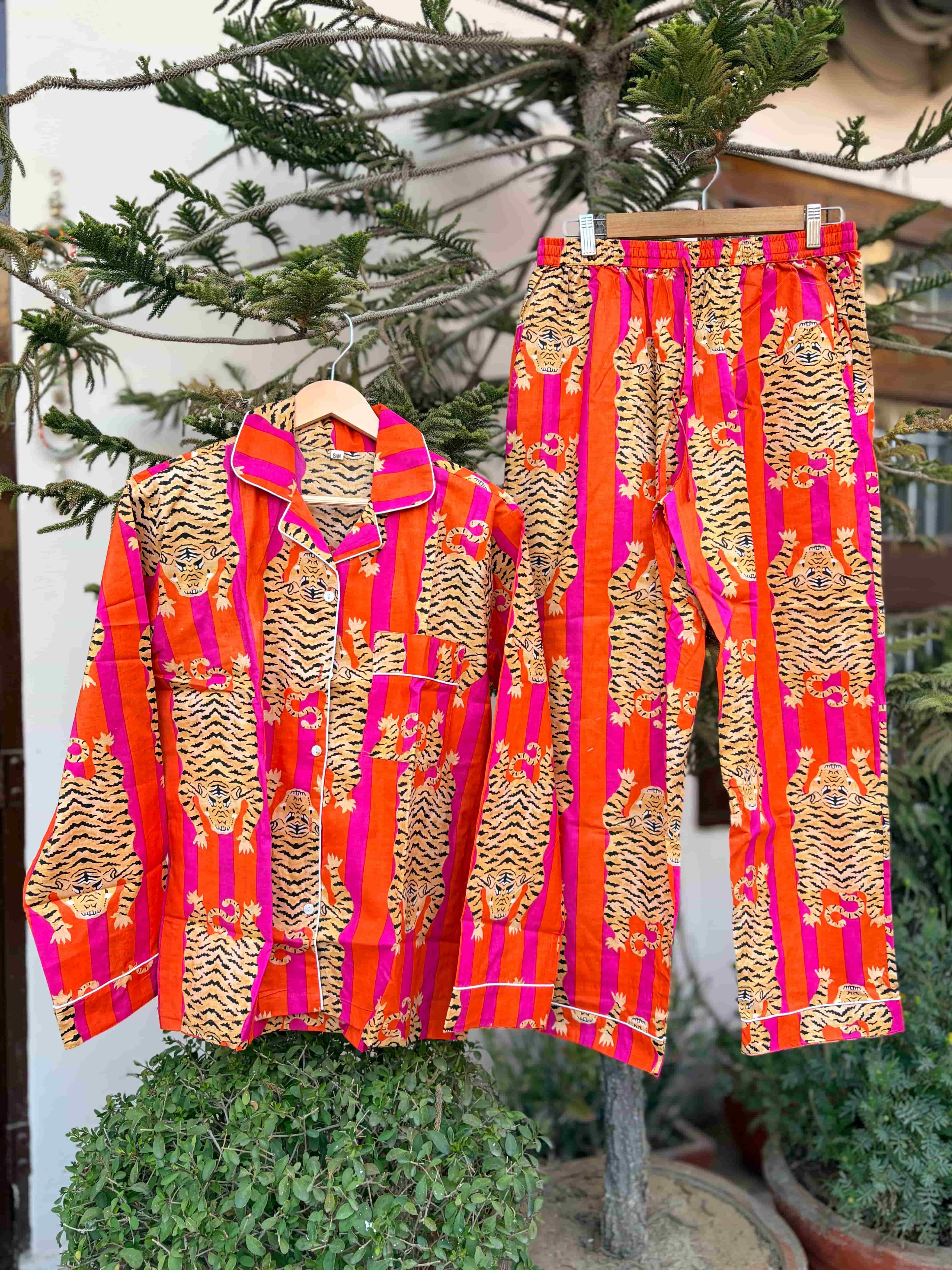 Tiger Trail Stripe Cotton Pjs Set