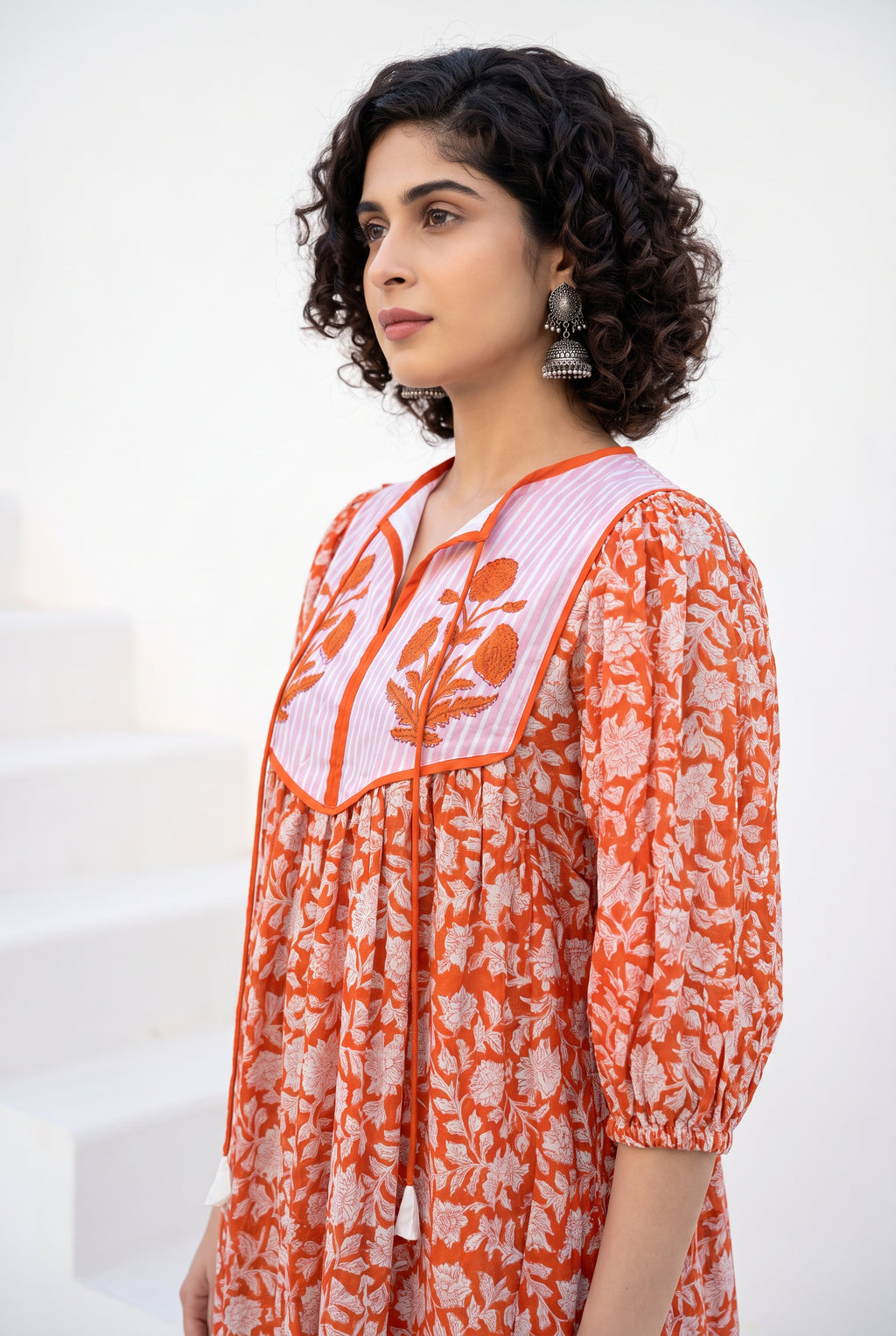 Sunset Bloom Cotton Printed Buta Dress