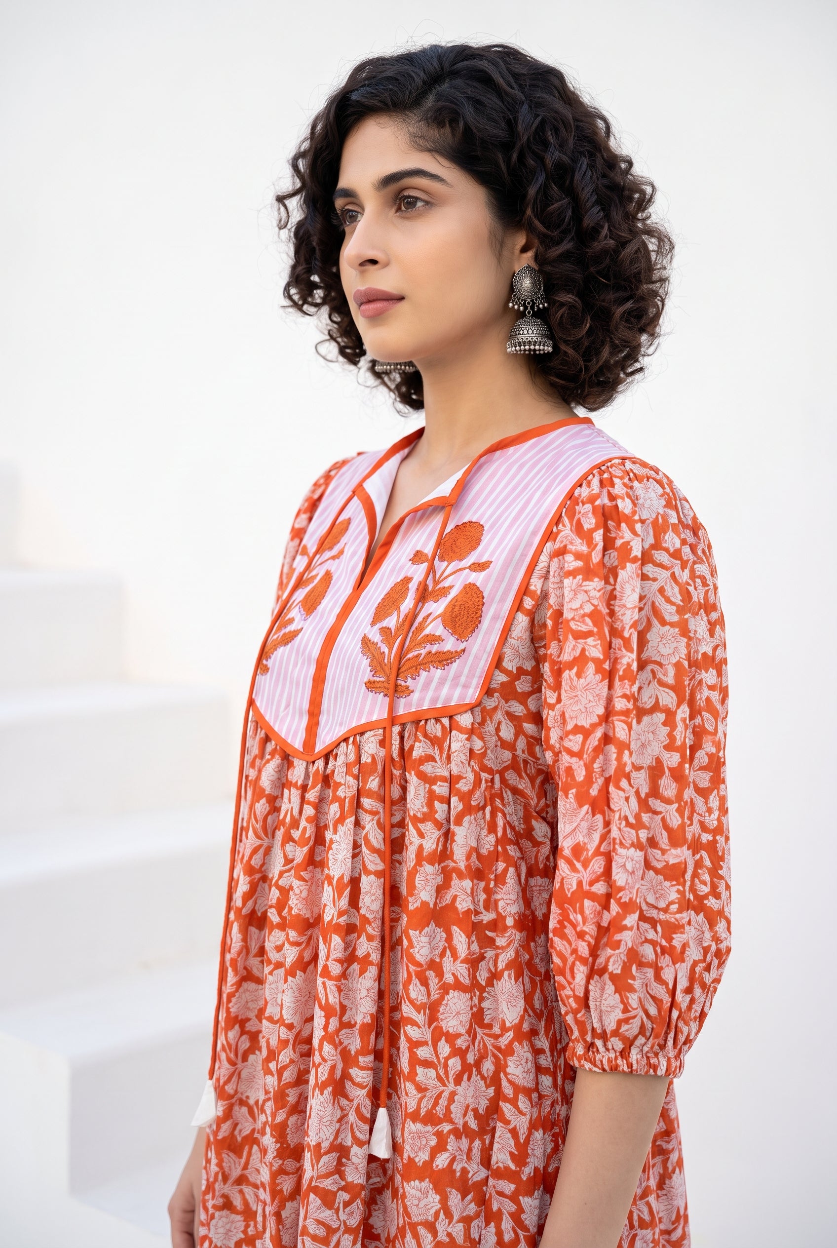 Sunset Bloom Cotton Printed Buta Dress