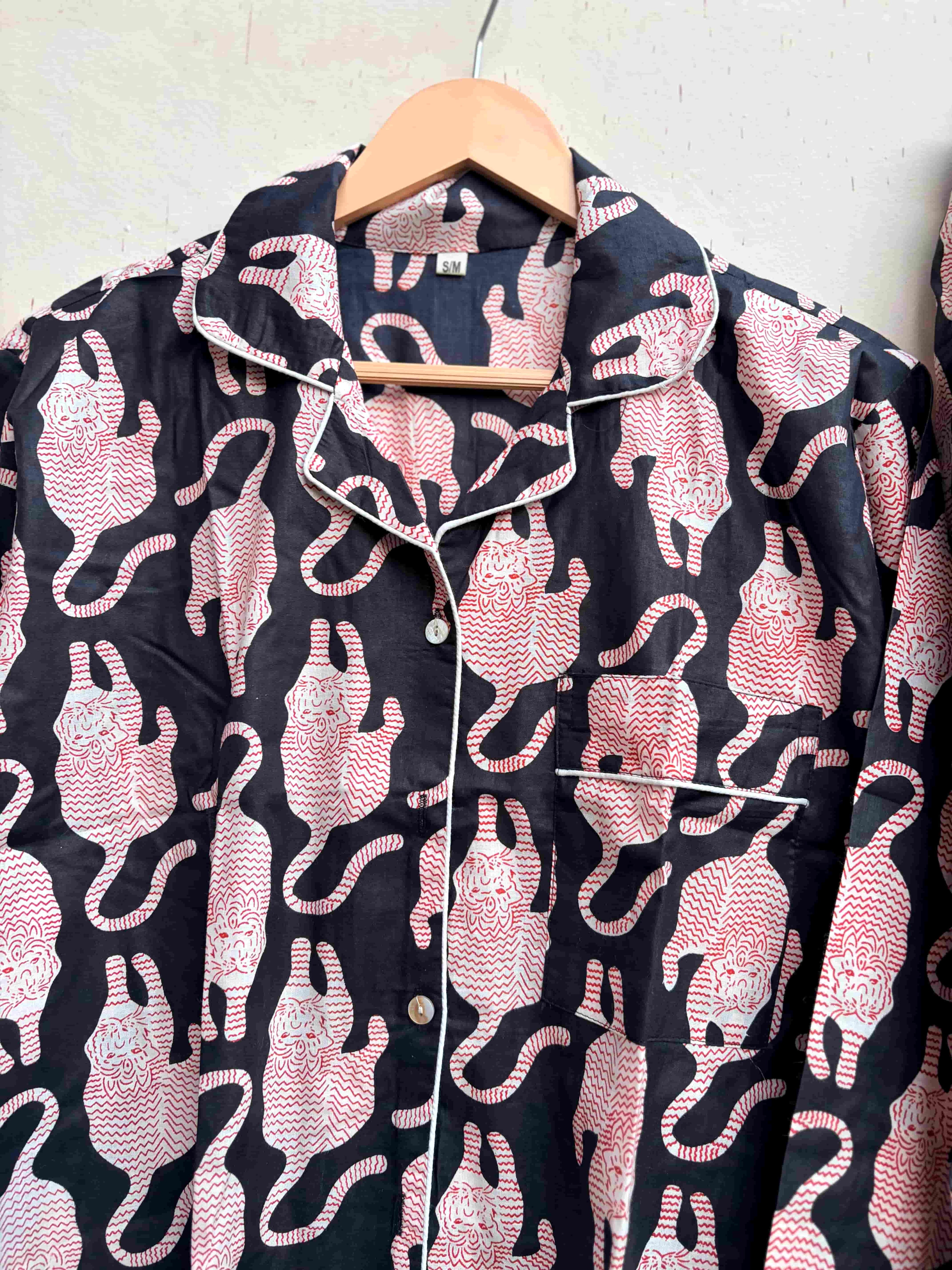 Bold Black & Blush Animal Motif Printed Pj sets