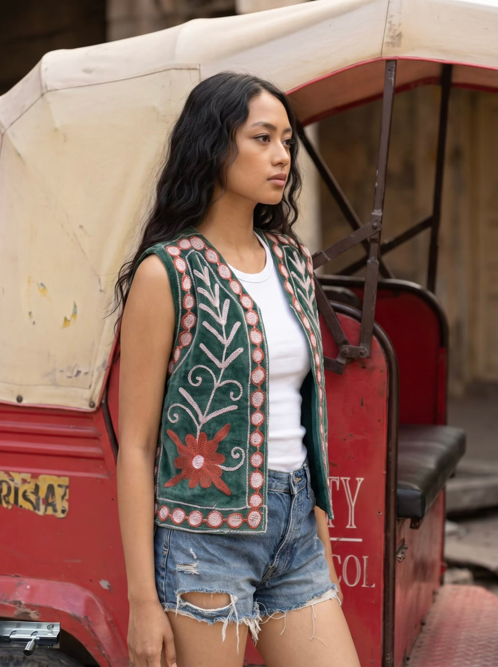 Forest Floral Suzani Velvet Vest