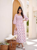 Rosewater Stripe Smocked Midi Dress