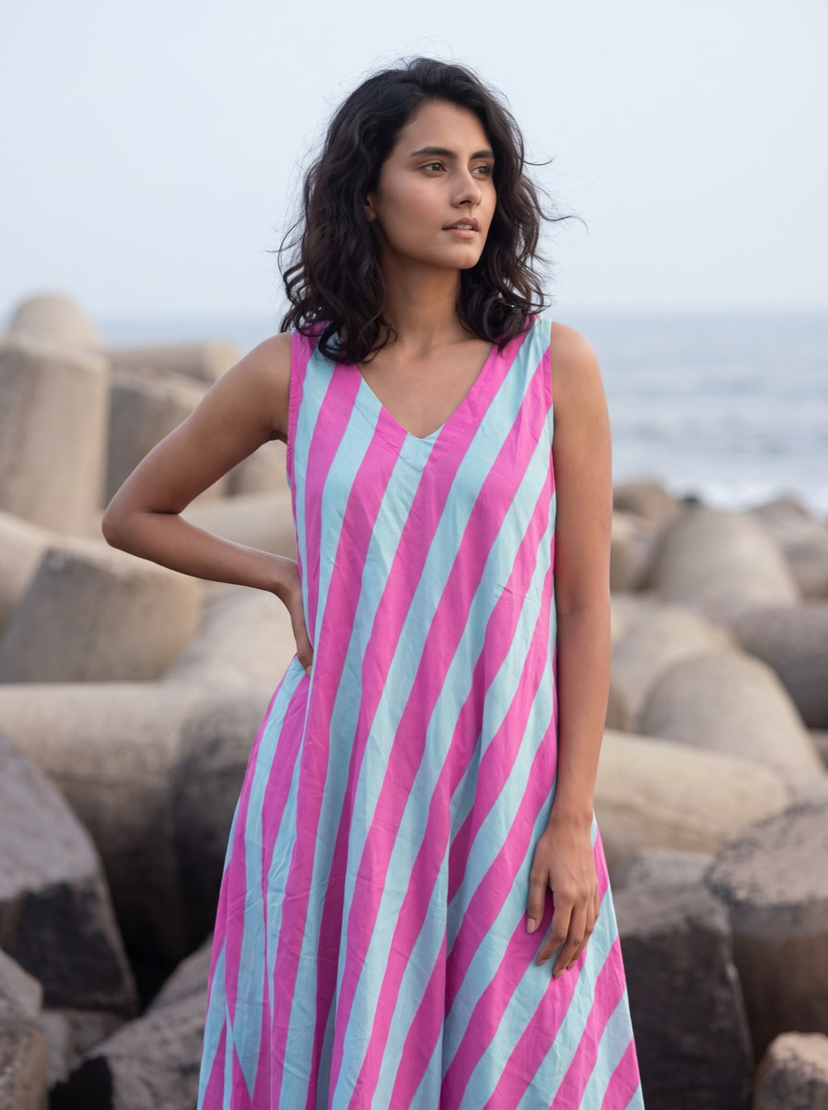 Cotton Candy Stripe Midi Dress