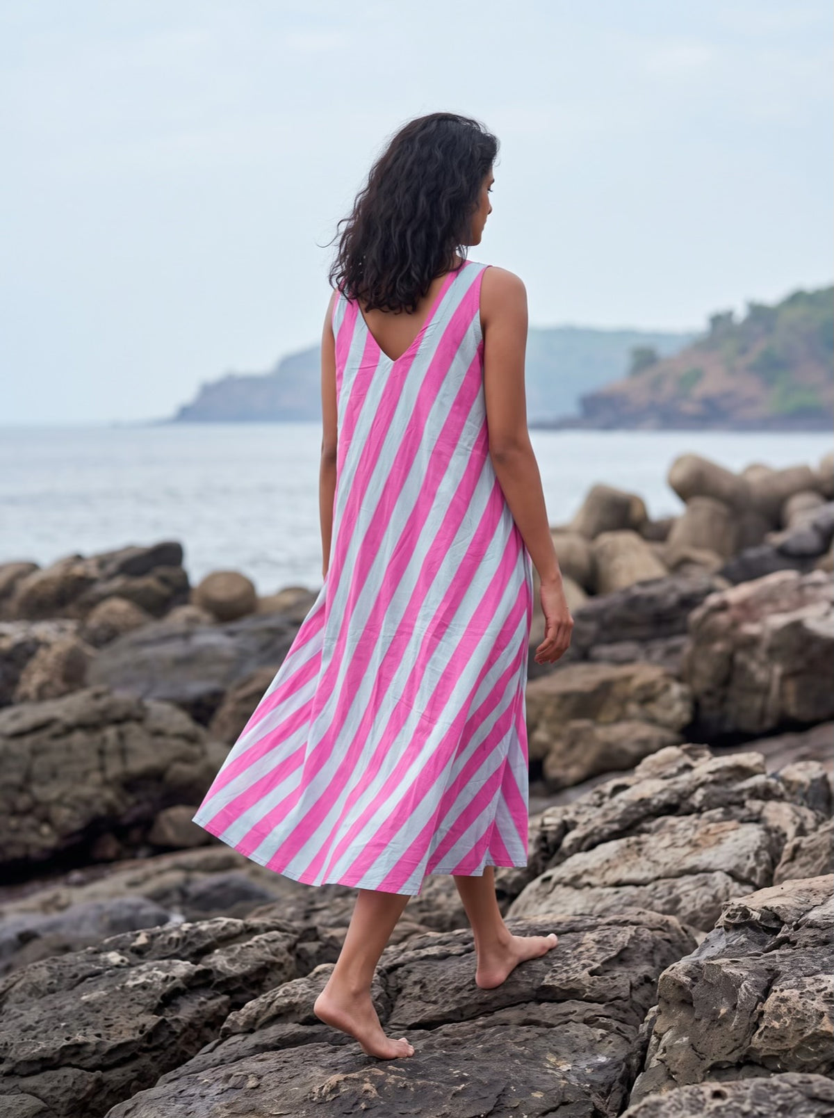 Cotton Candy Stripe Midi Dress
