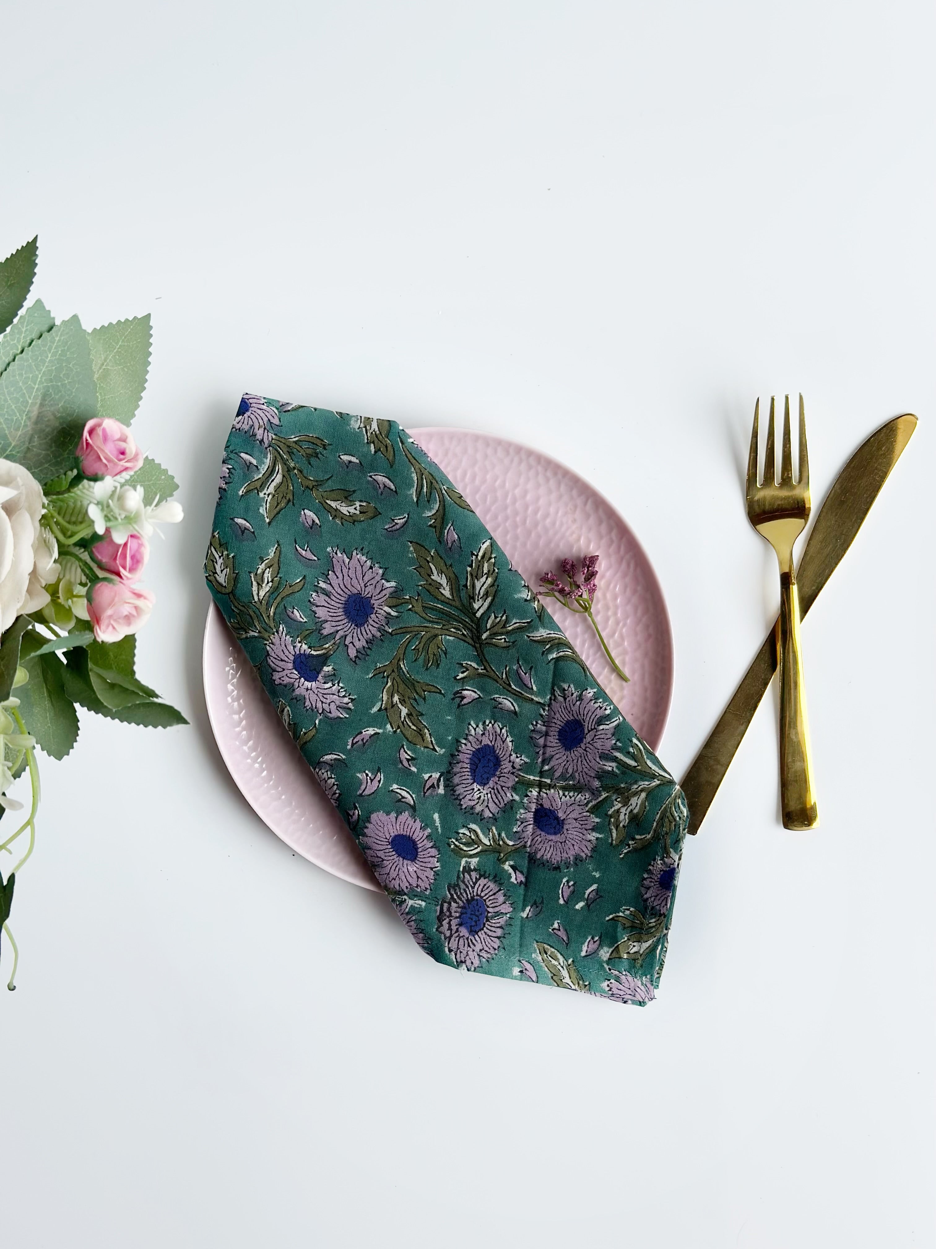 Sage Garden Floral Cotton Napkin (Set of 6 )