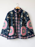 Pink Petal Embroidered Denim Jacket