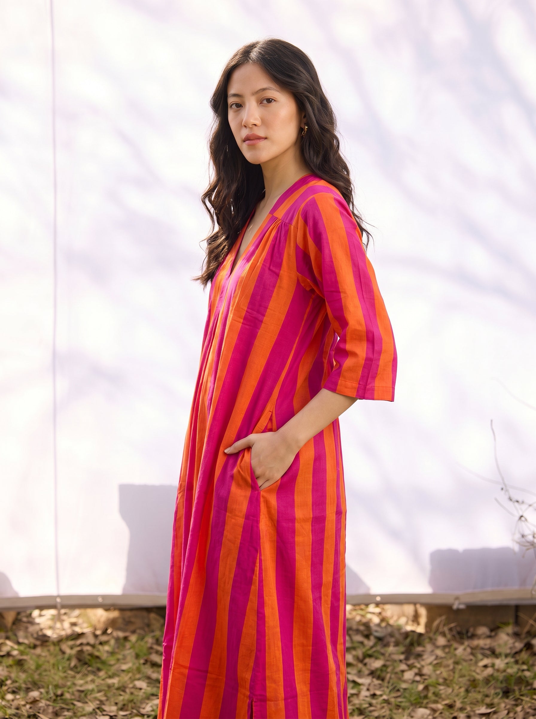 Candy Pink Pop Cotton Kurta Dress
