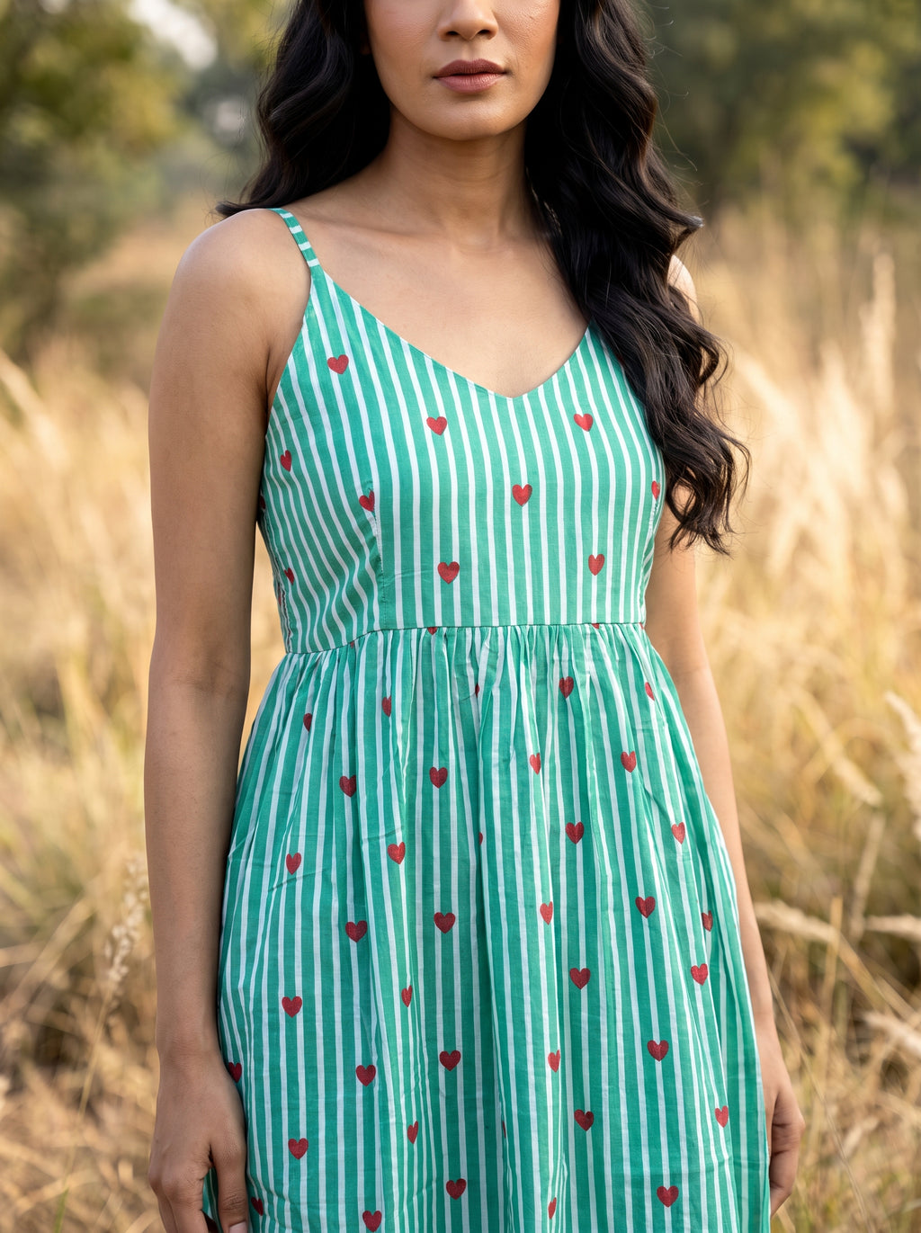 Mint Heart Stripe Maxi Dress