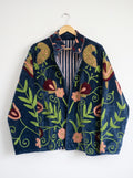 Navy Blue Floral Suzani Velvet Jacket