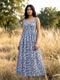 Blue Meadow Floral Cotton Maxi Dress
