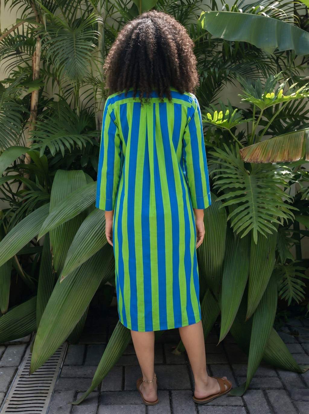 Coastal Breeze Striped Cotton Shirt Dress