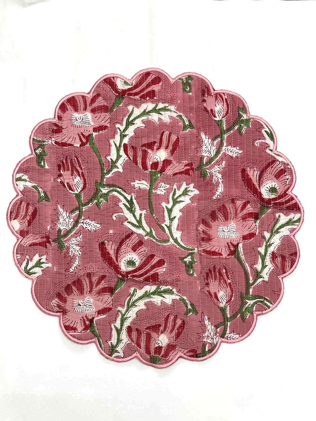 Vintage Rose Pink Floral Round Placemat set of 6