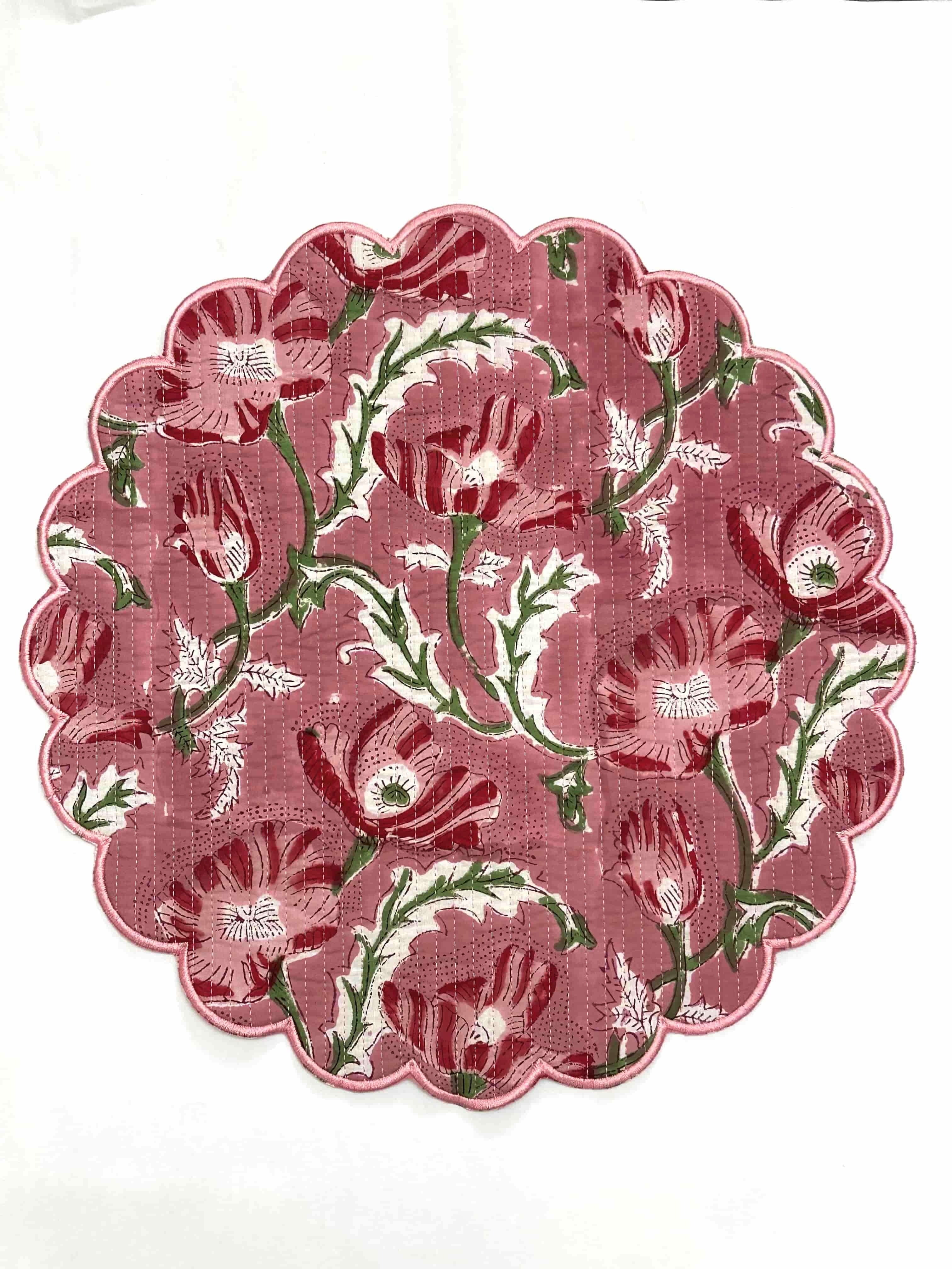 Vintage Rose Pink Floral Round Placemat set of 6