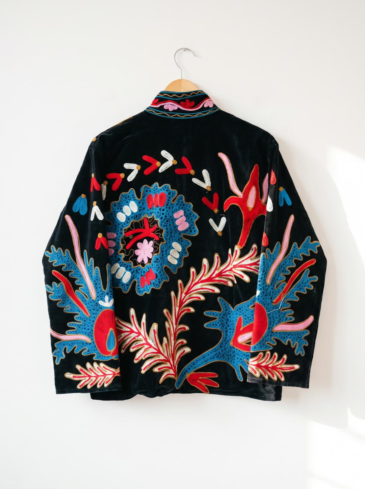 Botanical Bloom Embroidered Velvet Jacket