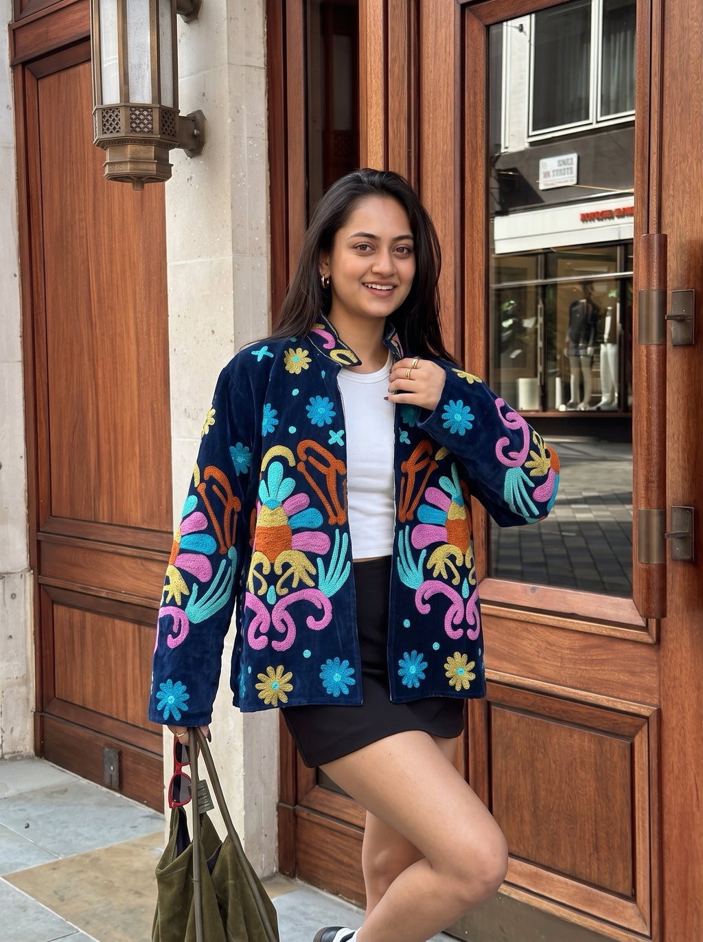 Multicolour Garden Embroidered Velvet Suzani Jacket