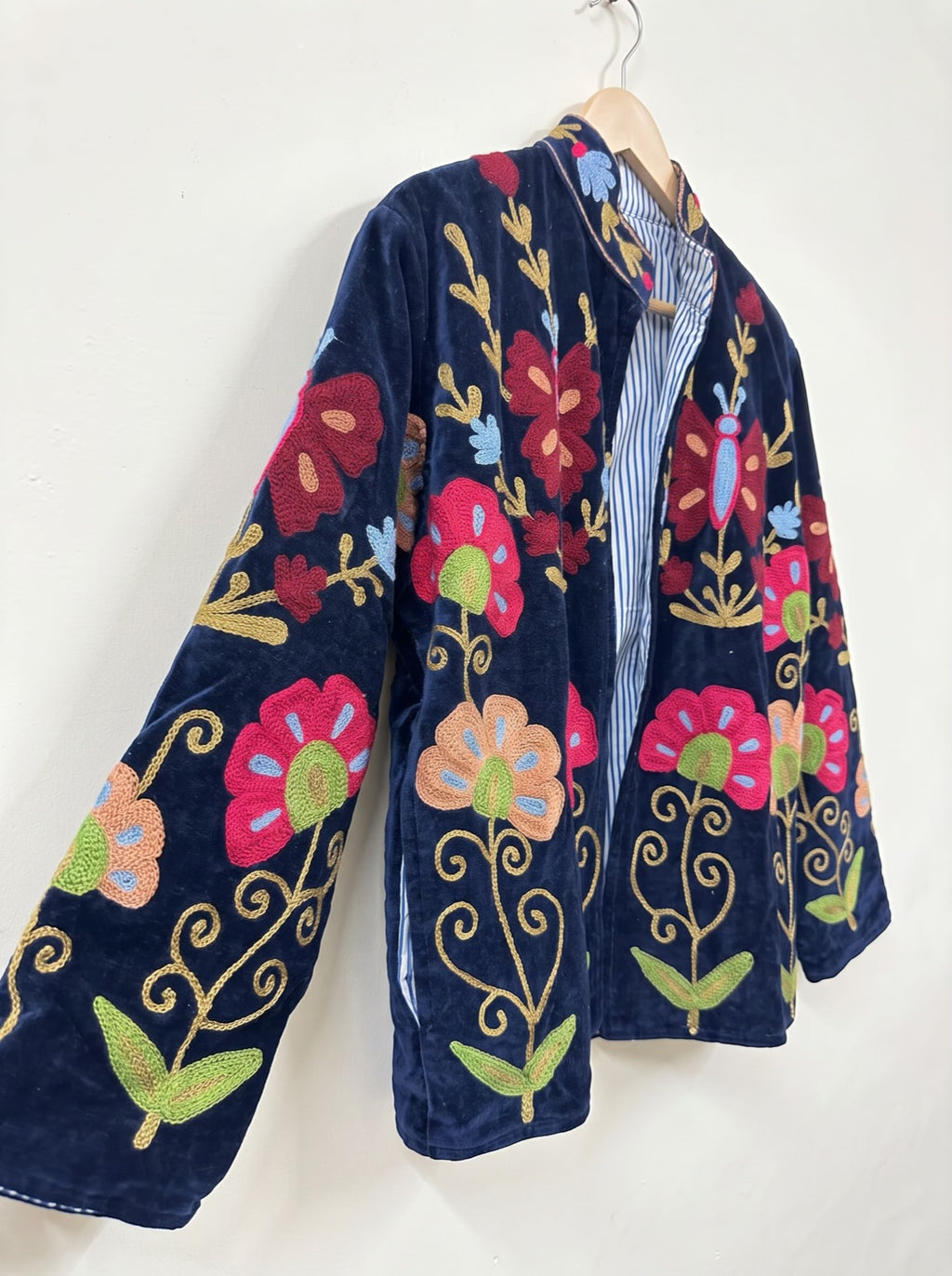 Midnight Garden Butterfly Suzani Velvet Jacket