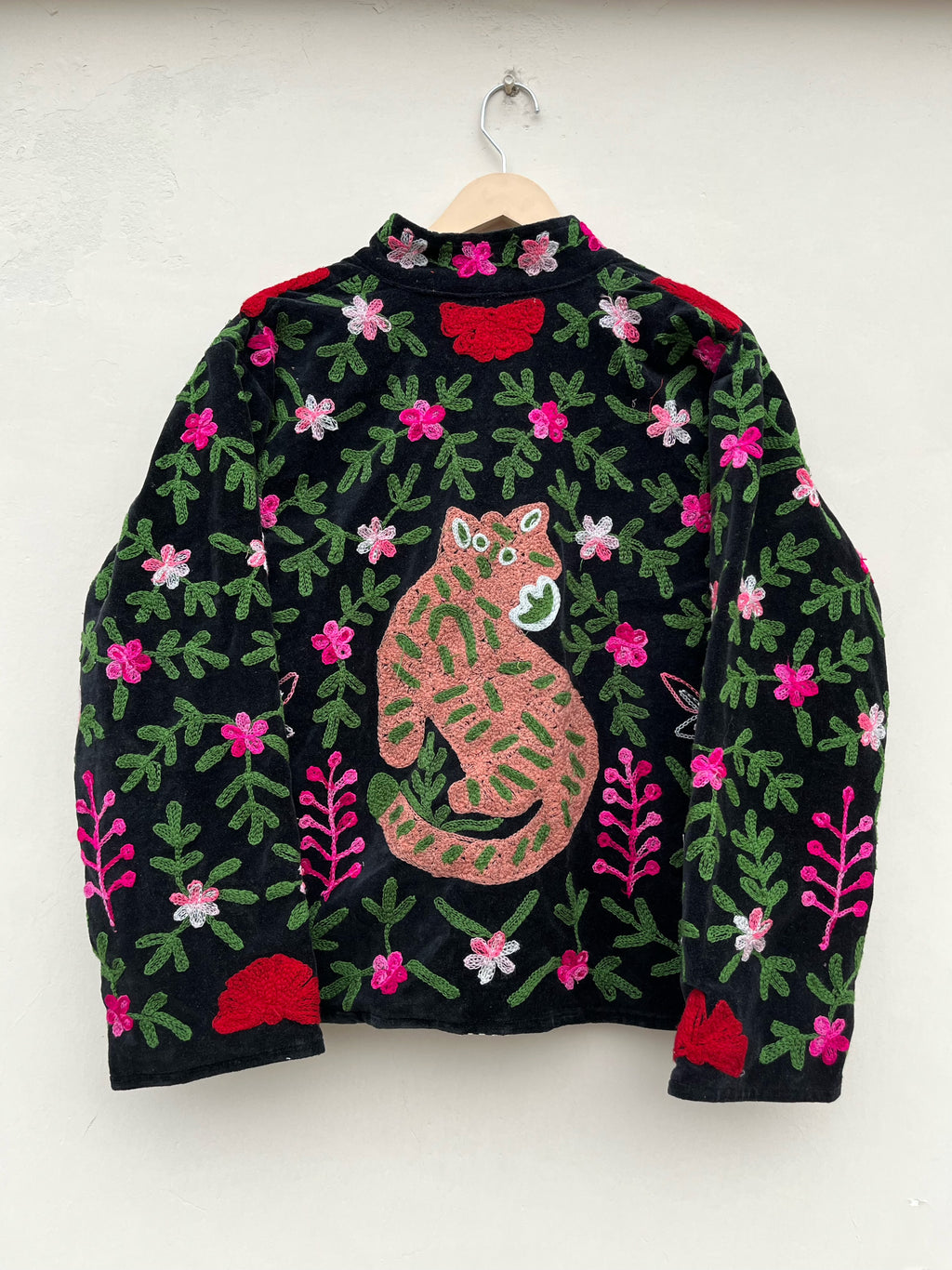Black Tiger Embroidered Velvet Jacket